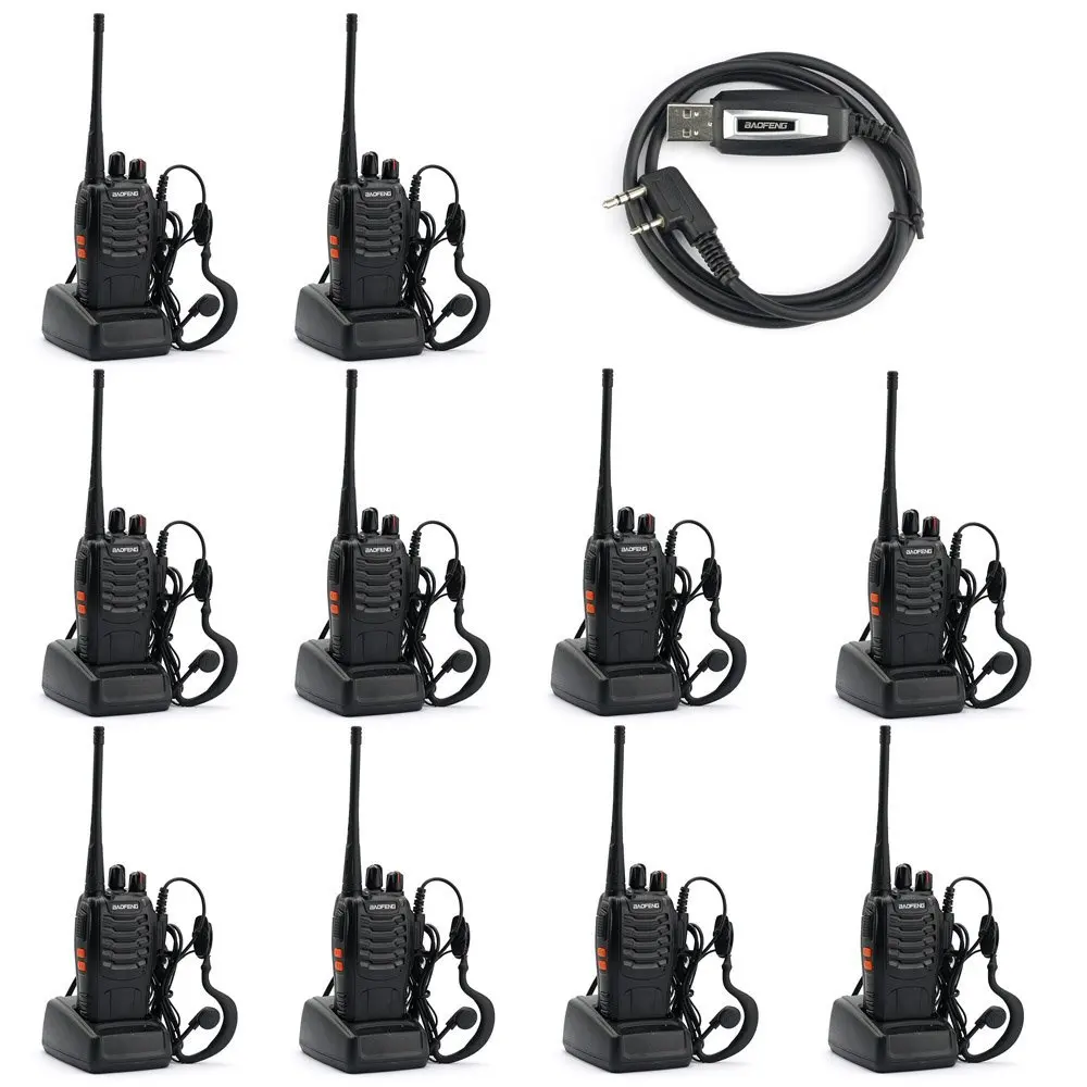 

HBUDS Baofeng BF-888S Two Way Radio (Pack of 10) and USB Programming Cable (1PC) Black
