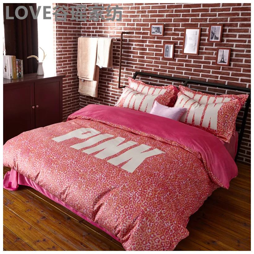 Us 18 71 14 Off Winter Brand Vs Secret Pink Leopard Bedding Set Velvet Bedlinen Duvet Cover Bed Sheet Bed Clothe Female Queen Size Bedspread In
