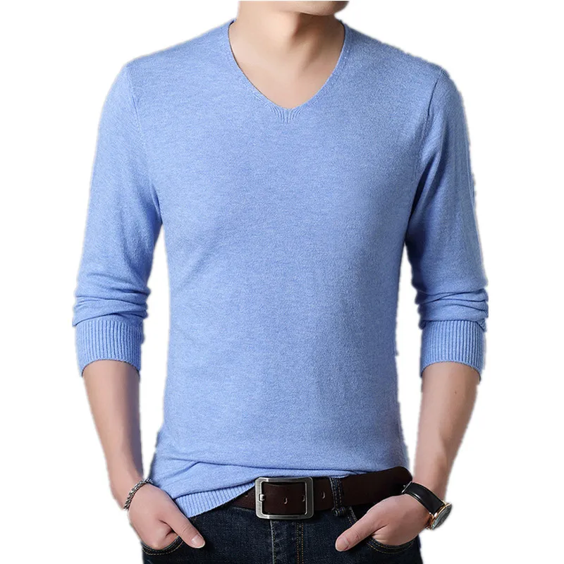 BOLUBAO модный мужской свитер Весна Осень повседневные мужские однотонные свитеры Slim Fit брендовый мужской свитер - Цвет: Light Blue