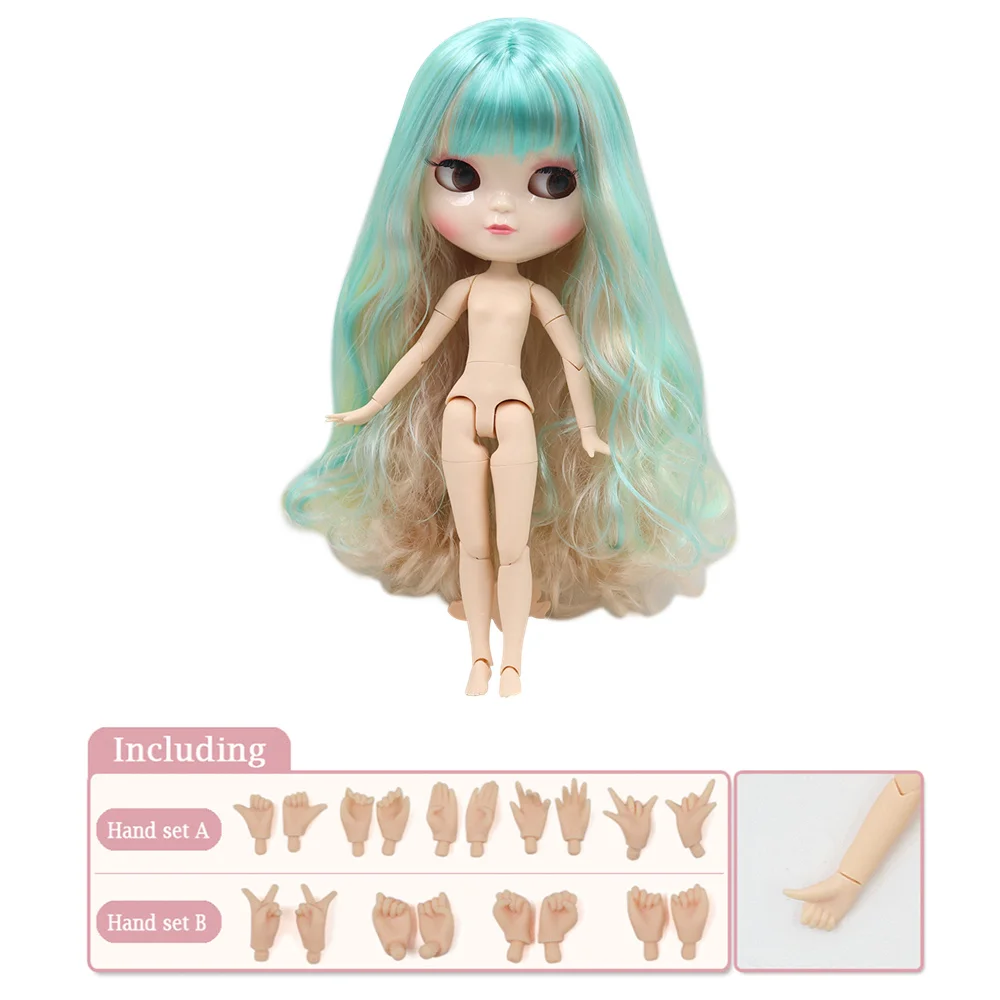 

ICY DBS Doll 1/6 Fresh mixed color curls hair white skin A-cup joint body including hand set AB like the blyth doll 30cm toys