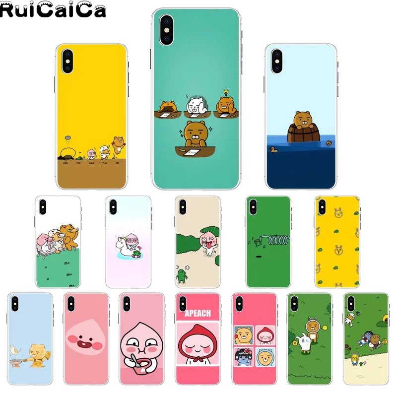 

RuiCaiCa Korean cartoon funny cocoa friend TPU Soft Rubber Phone Case Cover for Apple iPhone 8 7 6 6S Plus X XS MAX 5 5S SE XR