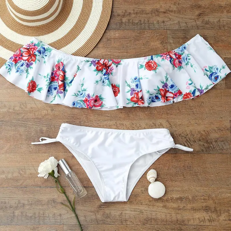 

Hot Sexy Women Ruffle Bikini Set Swimwear Swimsuit Brazilian Off Shoulder Bathing Suits Beach Wear DO2
