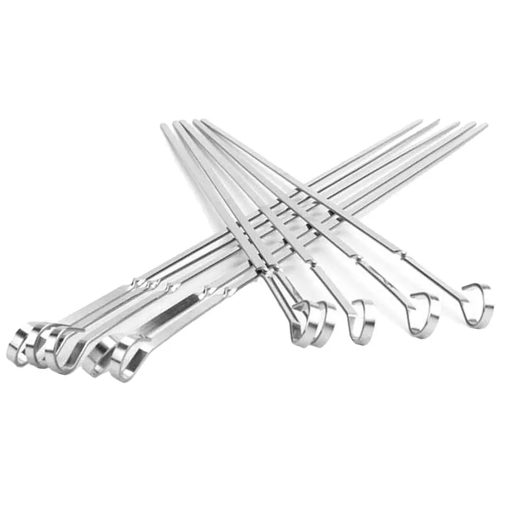 

10pcs meat goose Round Roast Skewers Stick Stainless Steel BBQ Needle Barbeque Skewers Kitchen Utensils Outdoor Camping Picnic