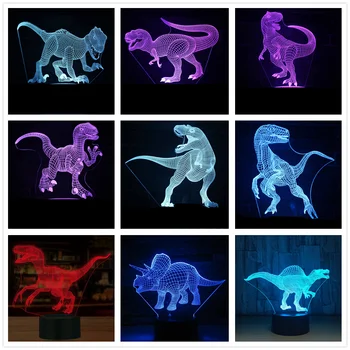 

Dinosaur 3D LED Illusion Lamp 3D Optical Illusion Lights 7 color Multicolored USB Home Decoration Color Changeable Lamp For boys