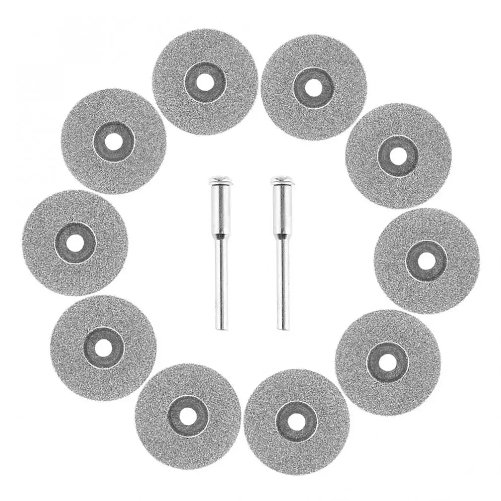 

10pcs/set 25mm Diamond Cutting Disc Circular Saw Blade with 2pcs 3mm Fixed Rod for Glass Marble Metal Wood Cutting Tools