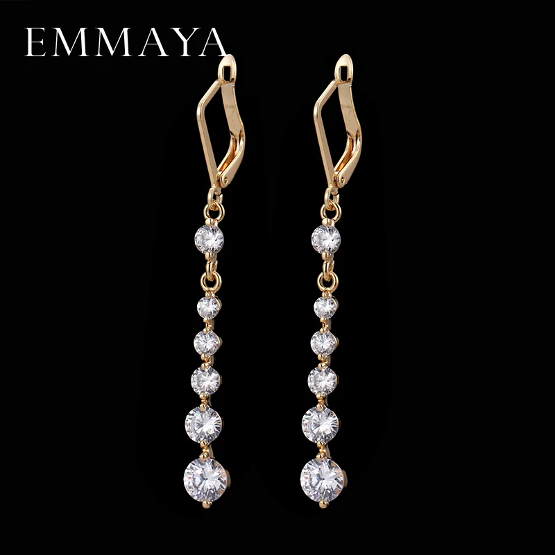EMMAYA золото-цвет белый кубический цирконий женские дешевые ювелирные изделия с кристаллами CZ серьги
