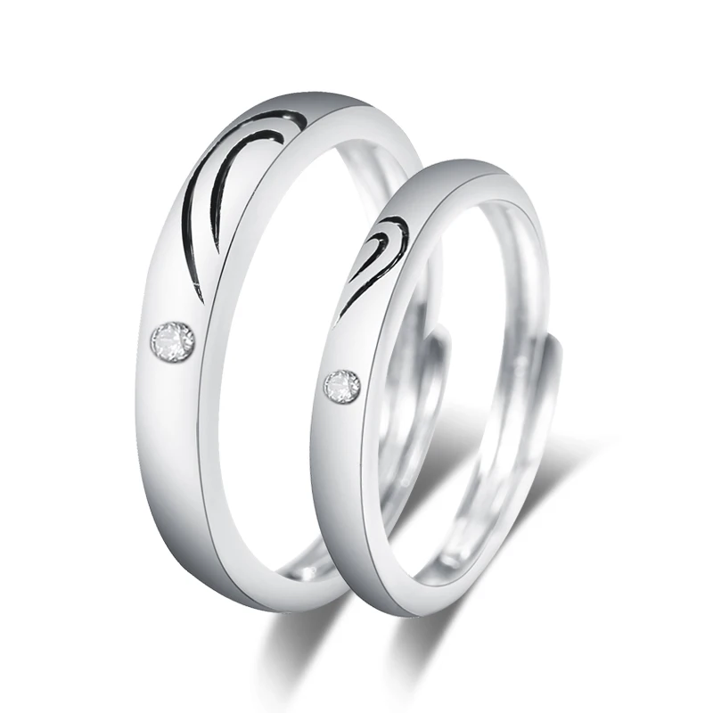 Fashion Men Women Jane Love 925 Sterling Silver Couple Rings Lovers Wedding Band His and Her Promise Ring Size can be adjusted
