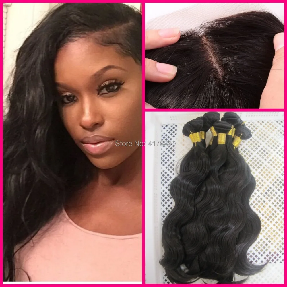 7a Virgin Indian Remy Hair 3 Bundles And 1 Silk Base Closure