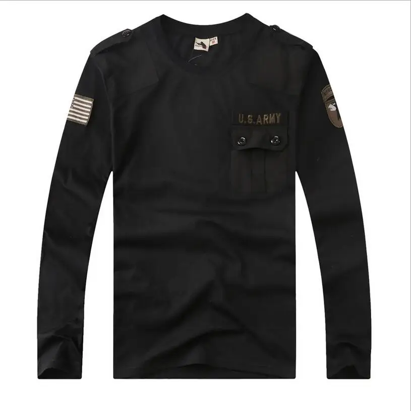 Mens Long Sleeve Cargo Casual Shirts Military Air Army Tactical Combat Sport Top