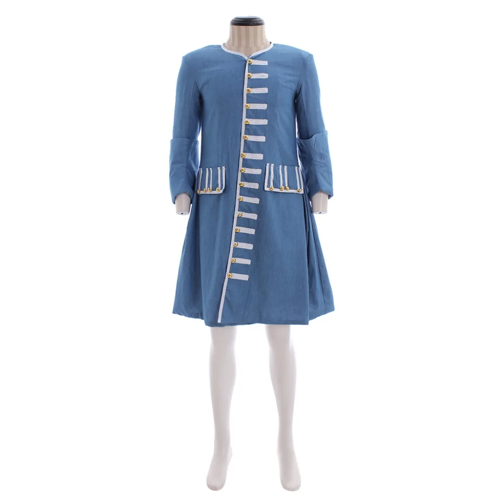 Cosplaydiy средневековой 18th века синий куртка пальто для взрослых Ретро викторианской готический костюм мужской костюм L320