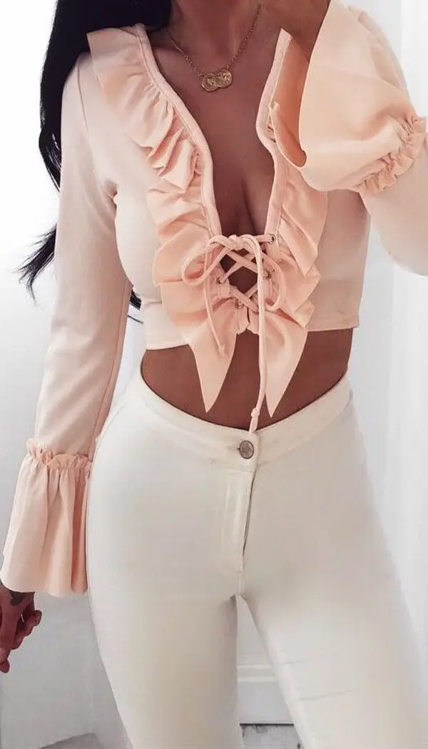 Женская блузка с длинным рукавом оборками и открытыми плечами|summer shirt|blouse fashionfashion