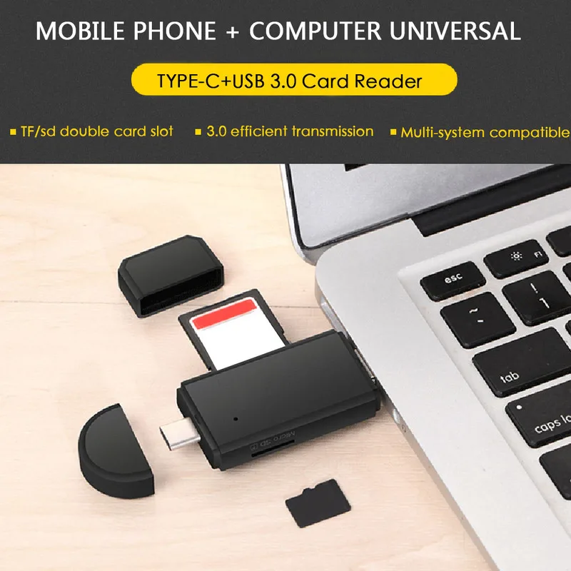 Картридер OTG 3 в 1 USB 0 и Type C высокоскоростной универсальный USB/TF/SD Micro SD устройство