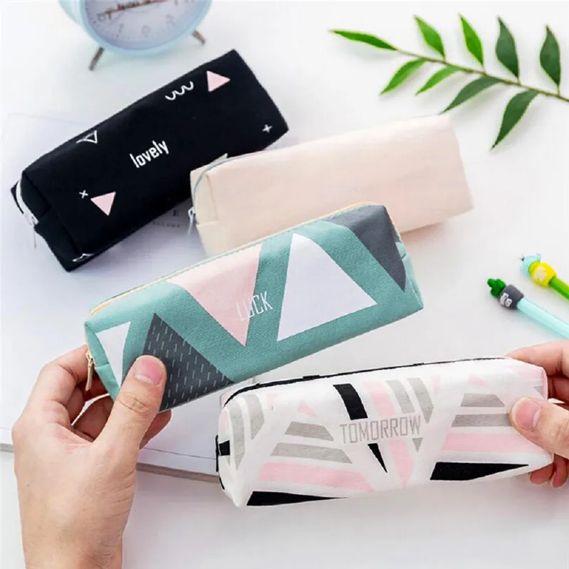

1Pcs High Quality Canvas Pencil Case School Supplies Pencil Bags for Kids Stationery Gift Pen Box Makeup Pouch Free Shipping