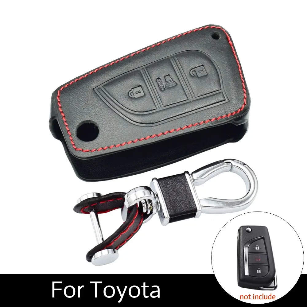 ATOBABI Genuine Leather Car Key Cover Case For Toyota Hilux Vigo 3