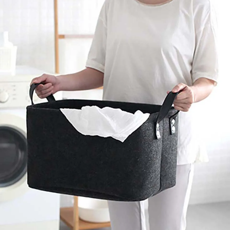 

Modern Felt Toy Book Storage Storage Bag Foldable Laundry Basket Dirty Clothes Hamper Toys Clothes Storage Baskets Home