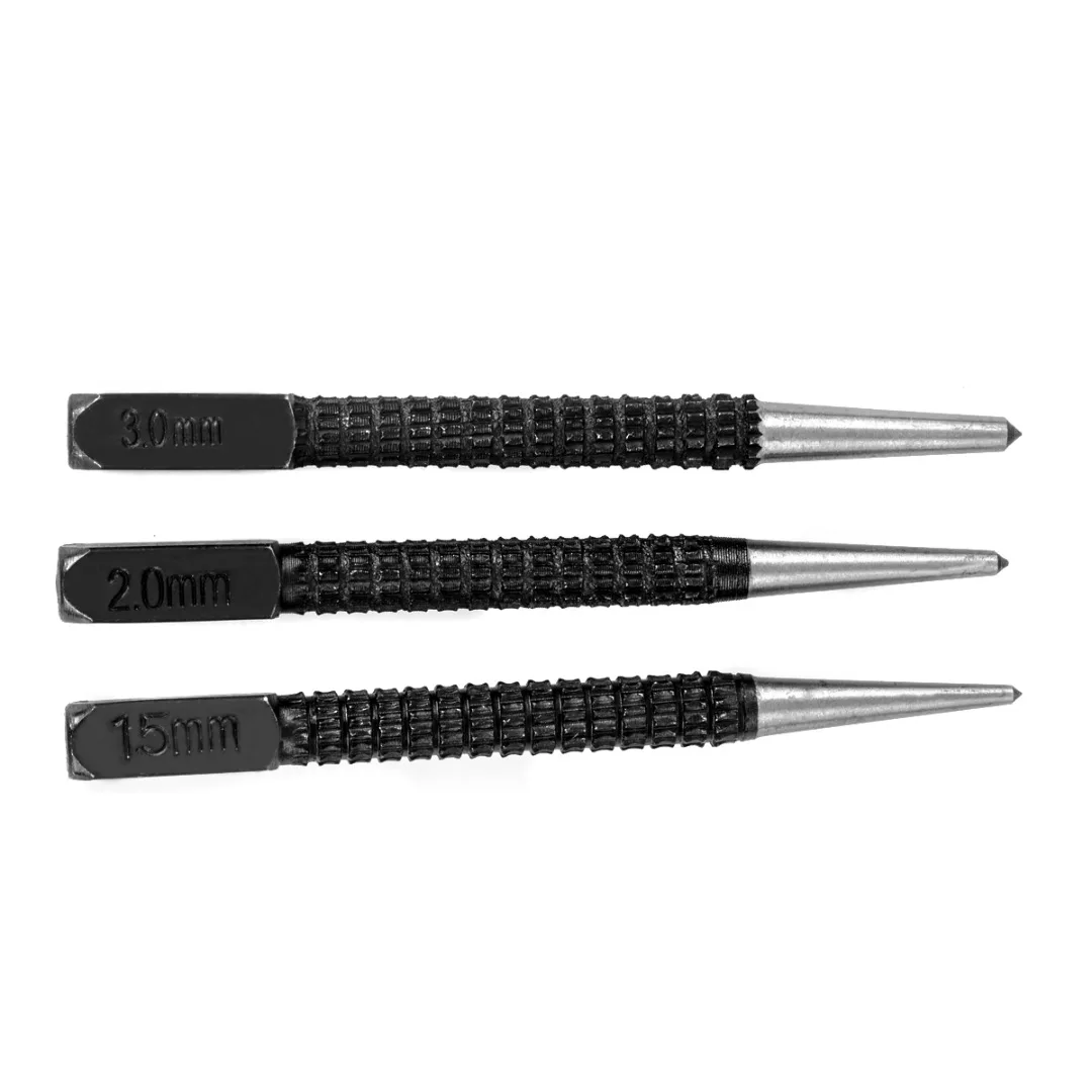 3pcs High carbon Steel Center Punch Set 10cm Non Slip Center Punch For