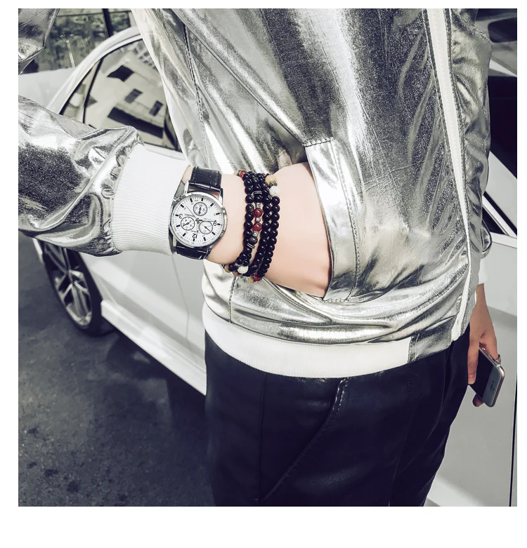 Deals Silver Bright Bomber Jacket Men Cool Slimming Fashion Jacket Male Hip Hop Night Club Stage Singer Fancy Streetwear Coat 5XL