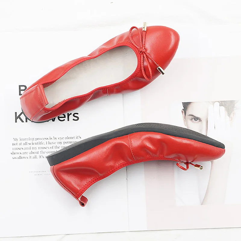 Korean Designer Lady Shoes Plus Size Ballerines Femme Chaussures Pointed Toe Slip On Loafers Shoes for Women Soft Ballerina Red (12)