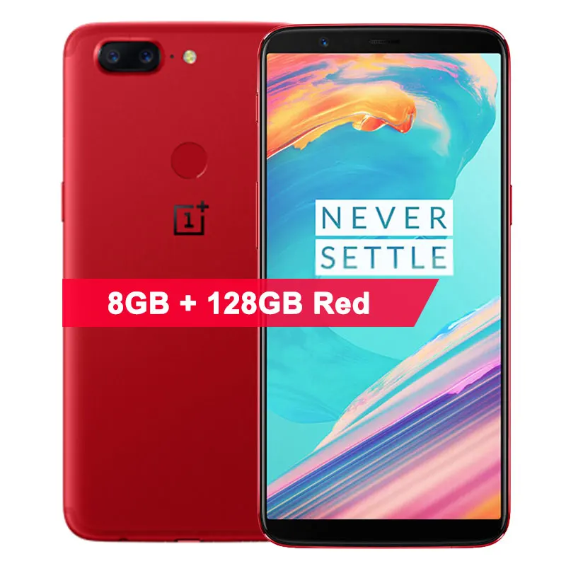 Мобильный телефон OnePlus 5 T 5 T 6 ram 64 rom, Восьмиядерный процессор Snapdragon 835, экран 6,01 дюйма, 18:9, камера заднего вида 20 Мп+ 16 МП, 4G, мобильный телефон - Цвет: 8GB 128GB Red