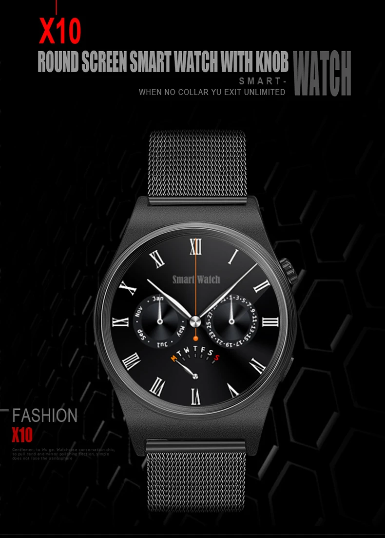 

Original Muti-function Cool X10 Bluetooth 4.0 Stainless Steel Strap Smart Wristband Watch Anti-lost Pedometer Sedentary Reminder