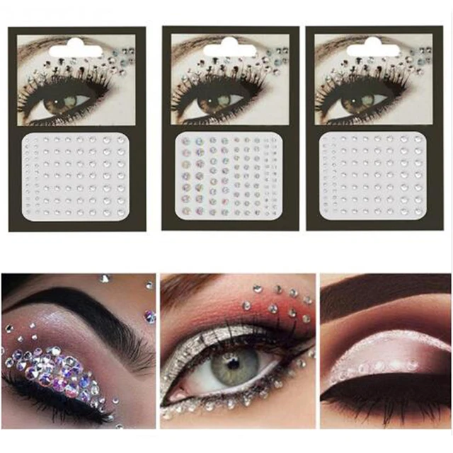 Face makeup rhinestones DIY 81pcs glitter diamond with back glue 26 styles  rainbow color crystal diamond eyes sticker LT001 - AliExpress