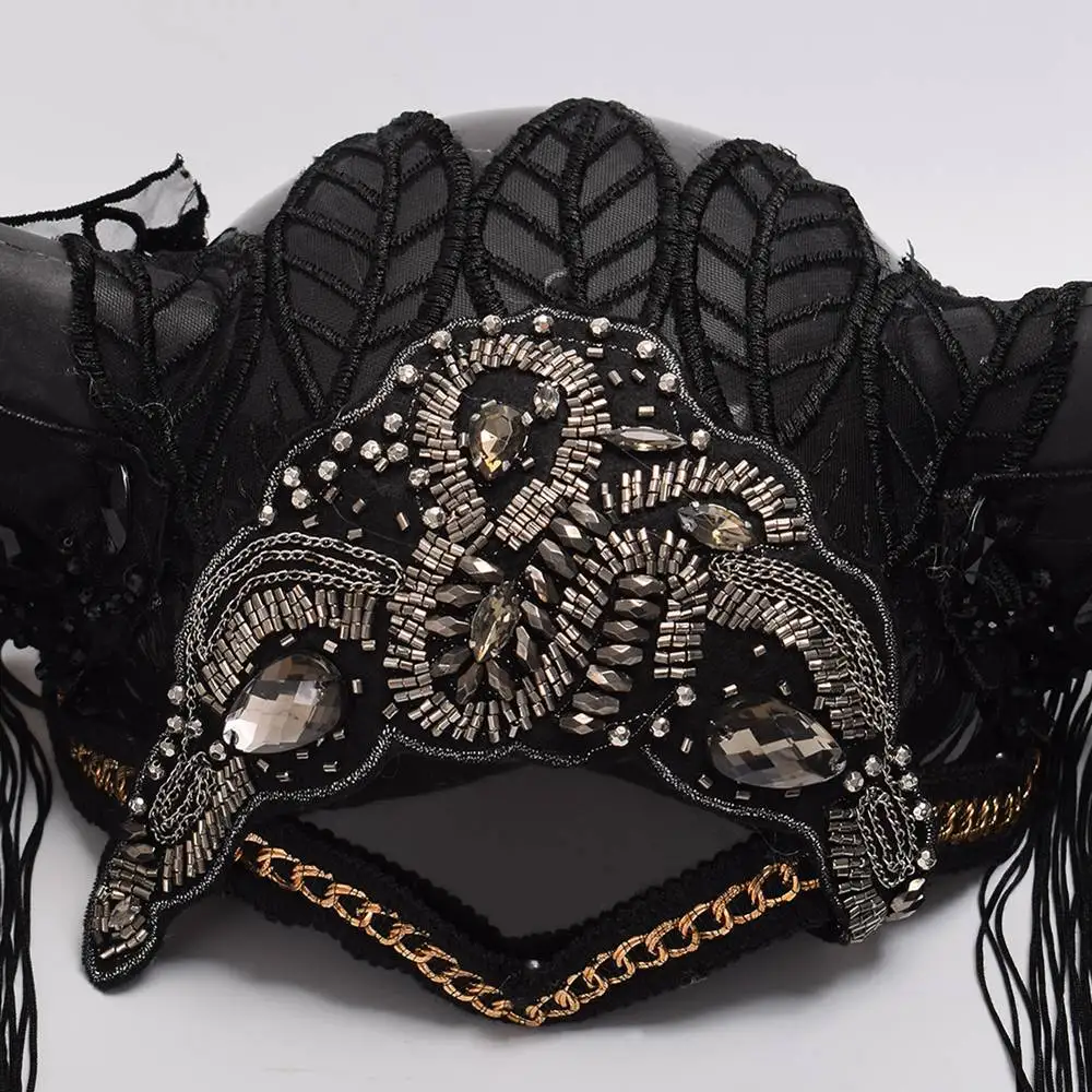 Wywei Copricapo di Halloween Latex Hat Horns Evil Black Queen Copricapo Cosplay