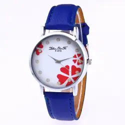 GENBOLI минималистский Стиль Девушки Кварцевые часы Круглый циферблат искусственная кожа наручные часы Роскошные подарки для Для женщин Montre