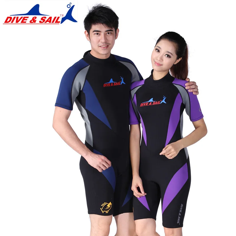 

1.5MM Neoprene Short Sleeved Lovers Jumpsuit Men Women Wetsuit Snorkeling Dive Wet Suit One-piece Winter Swim Warm Surf Upstream