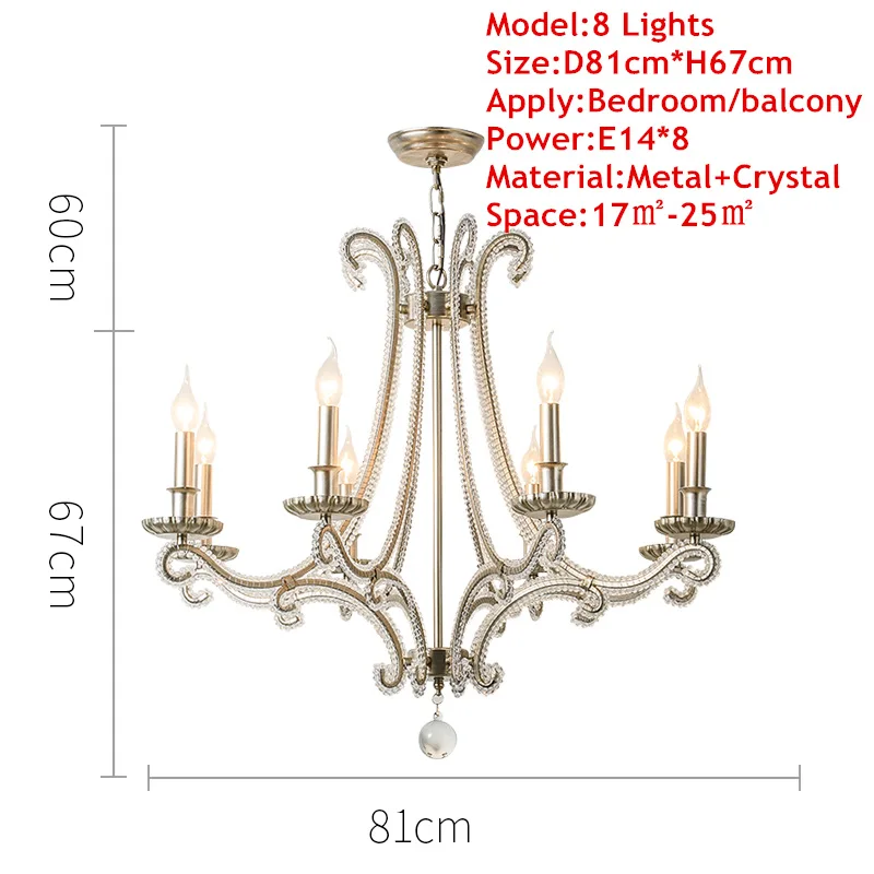 Люстра для гостиной, подвесной современный подвесной потолочный светильник, скандинавский кристалл, серебристый светодиодный подвесной светильник для комнаты - Цвет абажура: 8 lights