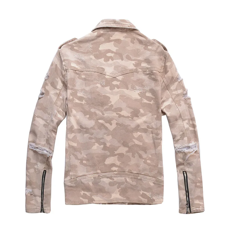 New Fashion Men's Denim Jean Jacket Punk Style Ripped Distressed Camouflage Jacket Outwear Coat Plus Size M-4XL  (6)