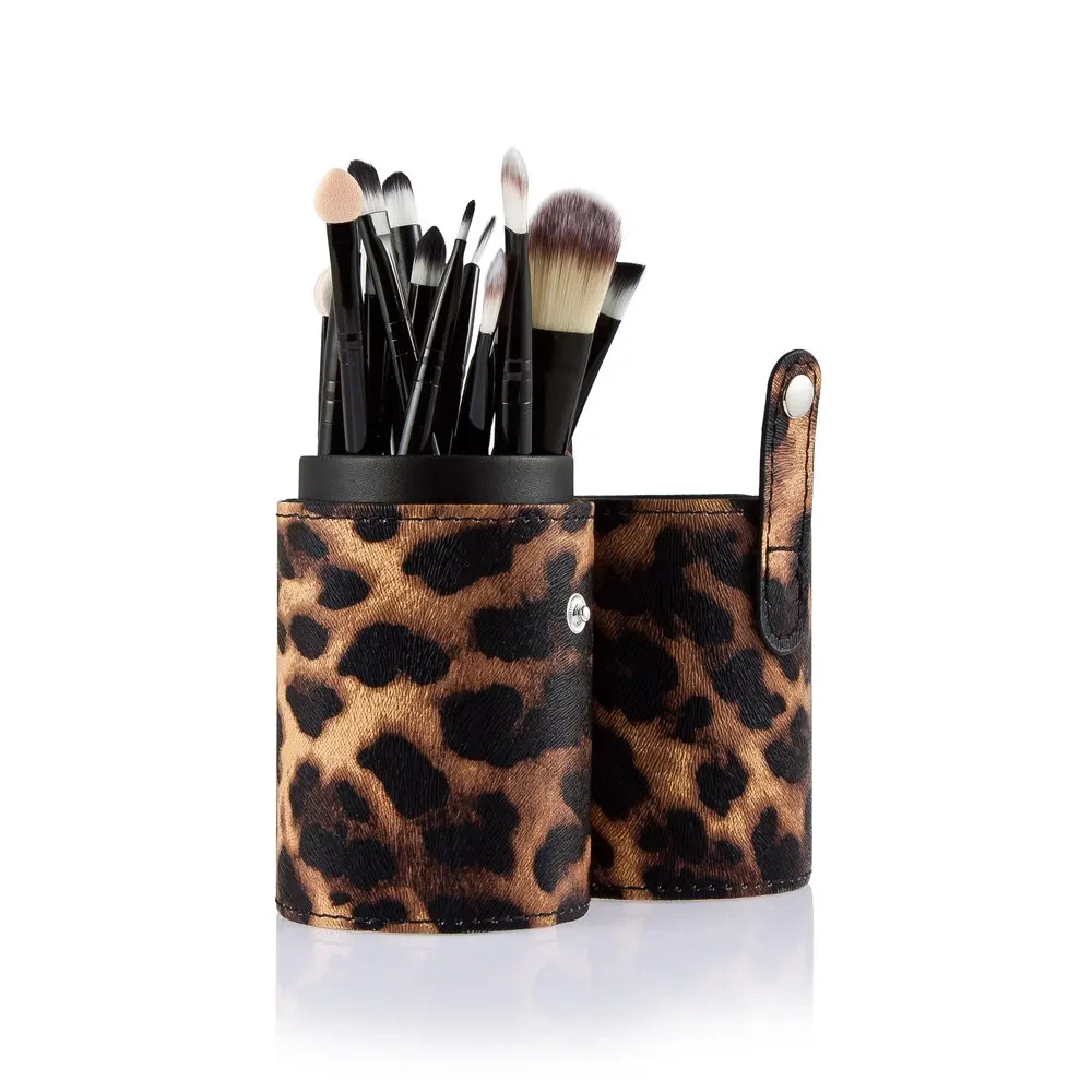 Professional Makeup Brushes Set Cosmetic Make Up Tools Powder Foundation Brush with Leopard Case