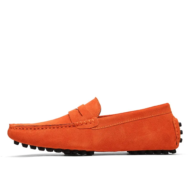 Vancat/брендовые модные летние стильные Мягкие Мокасины; мужские лоферы; Высококачественная обувь из натуральной кожи; мужские туфли на плоской подошве; Gommino; обувь для вождения - Цвет: Orange