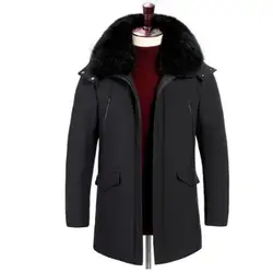 2018 брендовая одежда для мужчин пуховик для зима теплый толстый белый утка подпушка гусиное перо парка пальто из натурального меха пальто