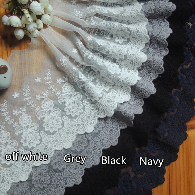 

5Yard/Lot Handmade DIY Clothing Accessories Navy Embroidery Lace Fabric Curtains Sofa Lace Trim 19cm RS978