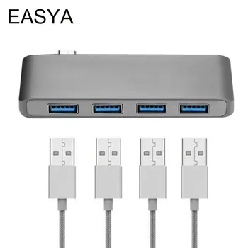 

EASYA Wholesale 4-in-1 Thunderbolt 3 USB C Hub with USB Hub 3.0 5Gbps High Speed USB Splitter for MacBook Pro 10pieces/lot
