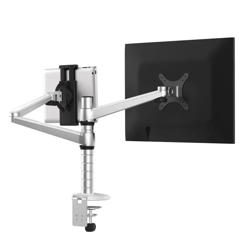 

OA-8 Height Adjustable Double Arm Multifunction LCD Monitor+Tablet PC Stand Aluminum Rotating Holder for iPad Mini Air 9-10 inch