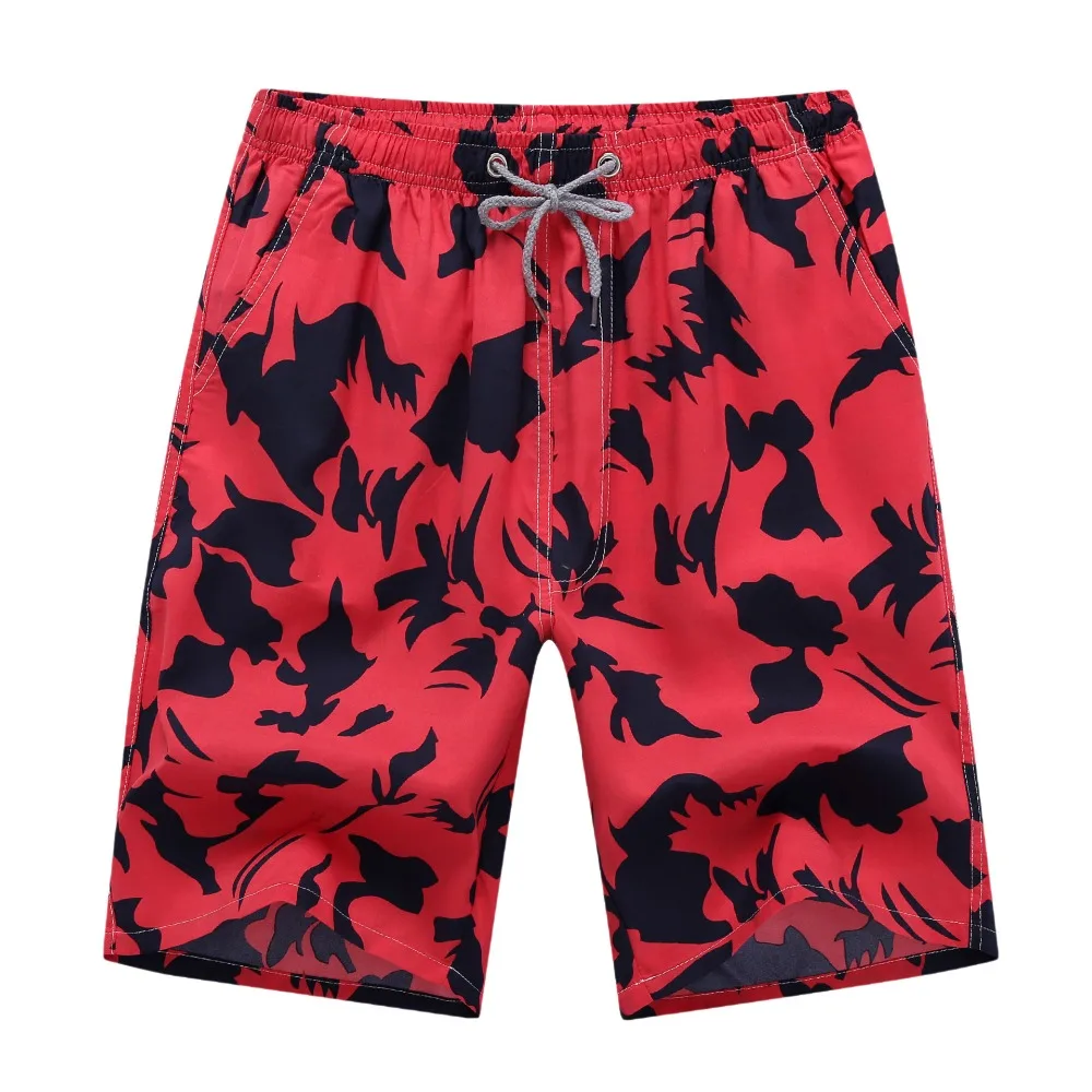 VDOGRIR Summer Beach Shorts For Men Red Maple Leaf Print Quick Drying ...