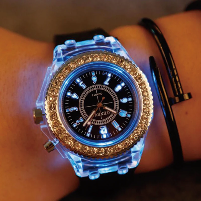 Luminous LED Sport Watches Women Quartz Watch ladies Women Men Silicone Wristwatches glowing Lover Watches (12)