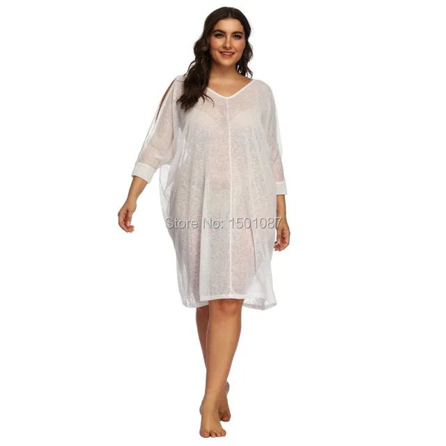 Popular Plus Size Women Sexy Swimsuit Cover Up Popular Beach Dress Beach Cover Lady Sun Care Pareo Sarongs Bikini Tunic 1