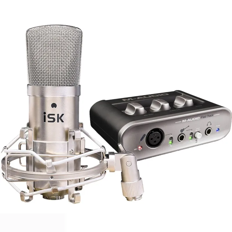 

ISK BM-800 condenser Microphone with M-AUDIO Fast Track MKII MK2 2-input 2-output USB audio interface professional sound card