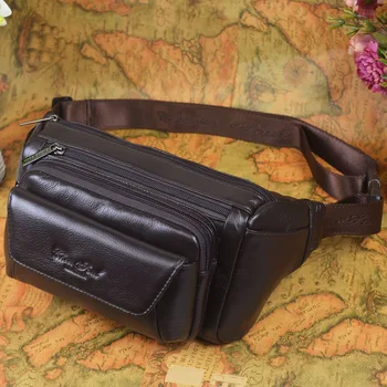 

CHEER SOUL Genuine Leather Women Bags Multi-functional Chest Bag Large Capacity Male Leisure Cowhide Multi-layer Retro Waist Bag