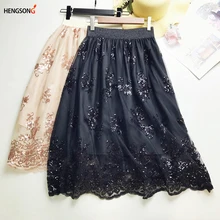 Женская юбка Сексуальная Высокая Талия Вечерние блестящая мини юбка с блестками юбка для женщин Женская кружевная строчка плиссированная юбка длиной до икры
