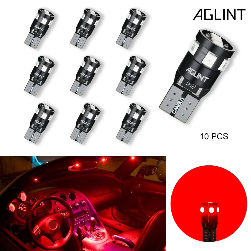 AGLINT 10 шт. T10 светодиодный CANBUS No OBC Error 5W5 194 168 2825 авто Внутреннее освещение купольная