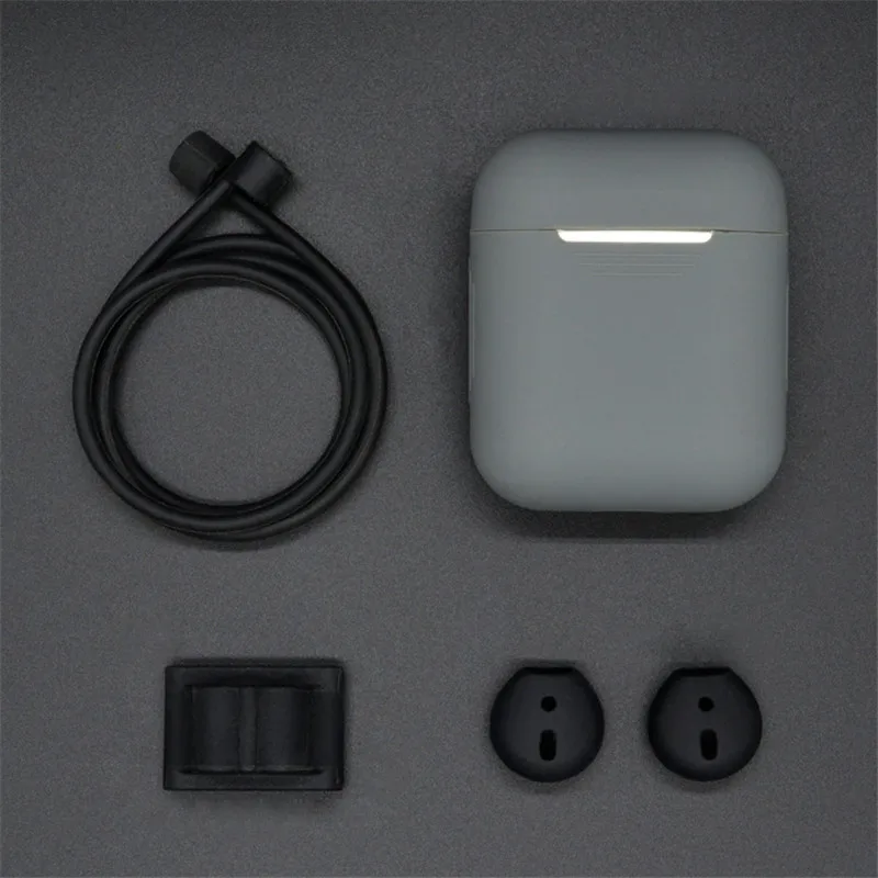 09 Для Apple гарнитура для airpods комплекты аксессуаров 1* Силиконовый чехол 2* Силиконовый чехол для наушников 1* Подставка для наушников 1* веревка для Air pods - Цвет: 09