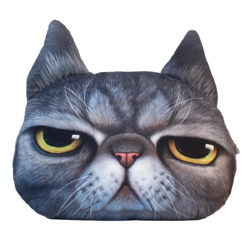 

35*36 cm New 3D Cute Cat Tiger Nap Pillow Cushion Cartoon Plush Toy Animal Doll Washable Car Cushion