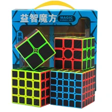 Qiyi воин W 2x2/oneplus 3/OnePlus x 3 4x4 5x5, волшебный куб, набор Скорость куб головоломка цветной нео куб 4 шт./компл. развивающая игрушка с подарочной коробкой
