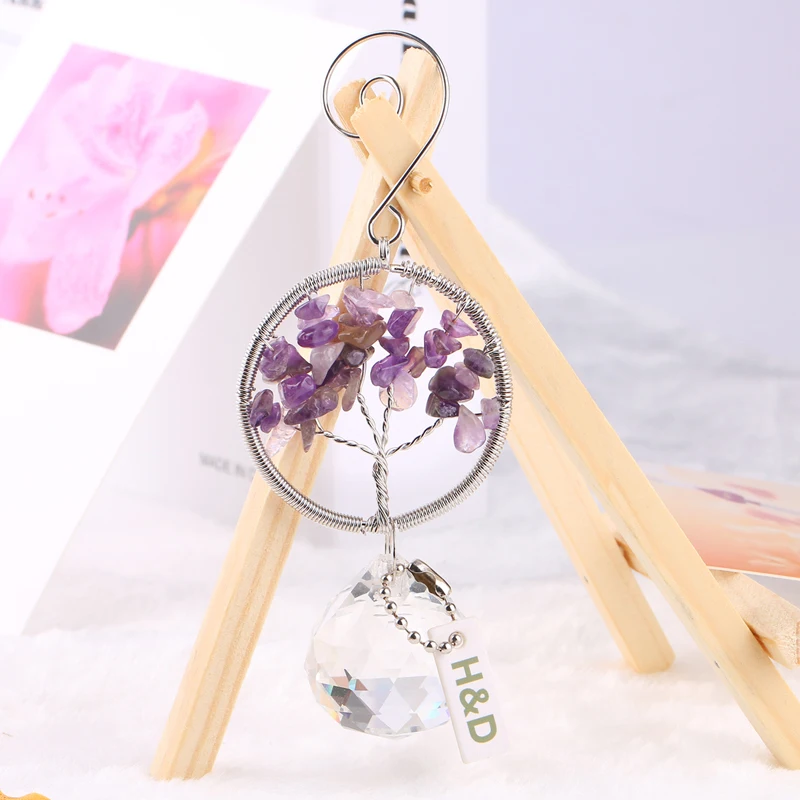 

H&D Crystal Suncatcher Life Of Tree Window Hanging Ornament Rainbow Maker Fengshui Suncatcher For Christmas Home Wedding Decor