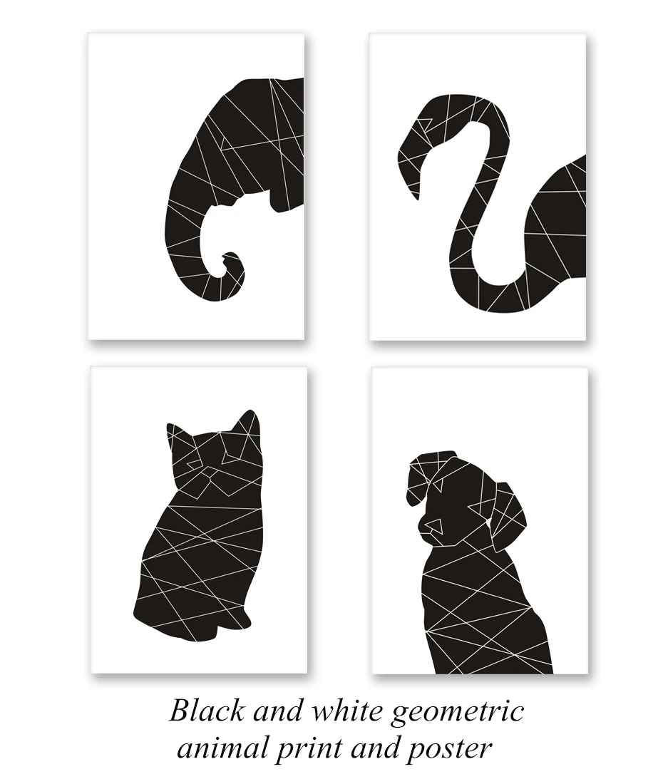 Geometry Animals Cat Dog Elephant Art Canvas Painting Print And Posters Wall Picture For Living Room Nordic Home Decor No Frame (2)