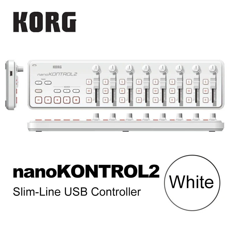 Korg nanoKEY2 nanoPAD2 nanoKONTROL2 Slim-Line USB MIDI колодки 16 Триппер колодки с USB кабелем - Цвет: nanoKONTROL2-White