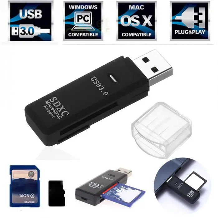 USB 3,0 SD Card Reader высокоскоростной адаптер прочный для микро-sd SDXC TF SD998